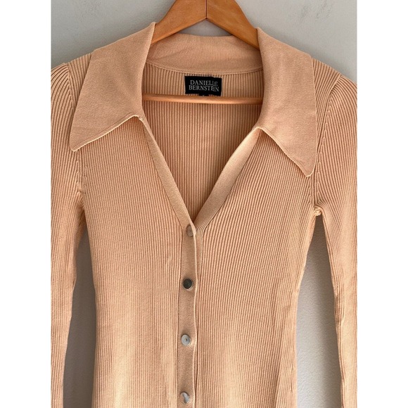 Danielle Bernstein Beige Tan Ribbed Cozy Layering Sweater Top Blouse Small - Picture 3 of 12